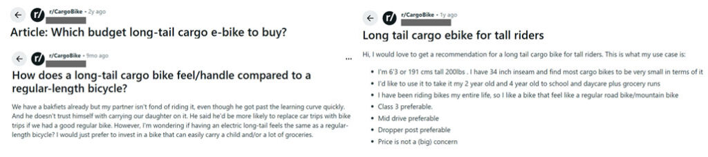 users needs on longtail cargo bike