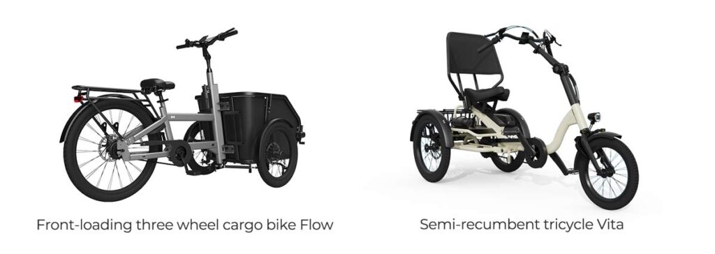 Front-loading three wheel cargo bike vs. recumbent tricycle