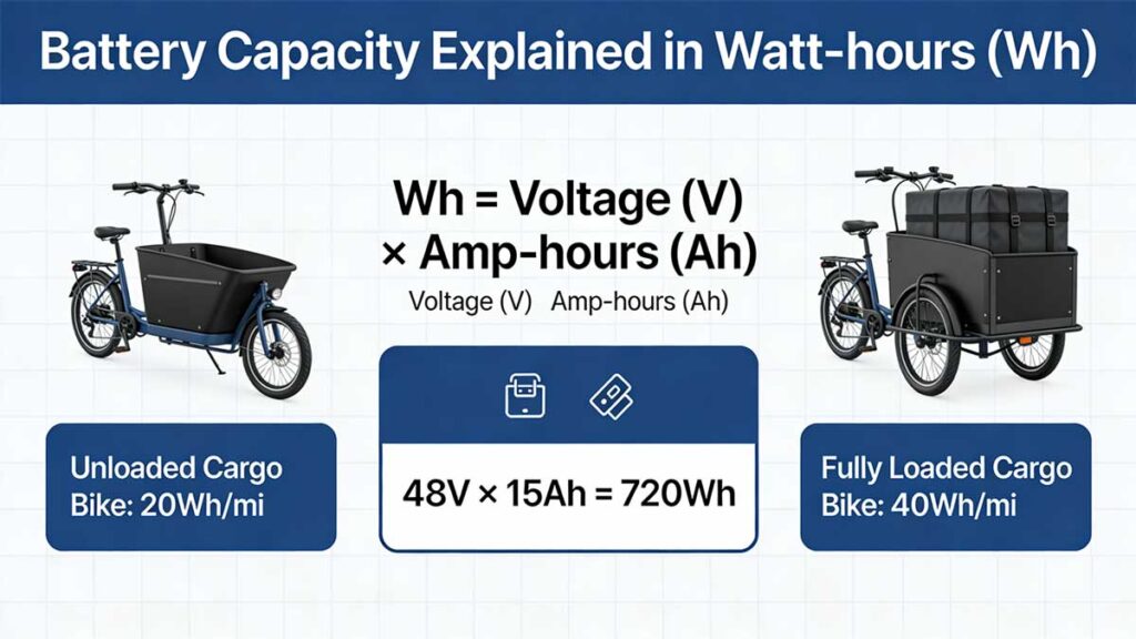 battery capacity in watt-hours (Wh)