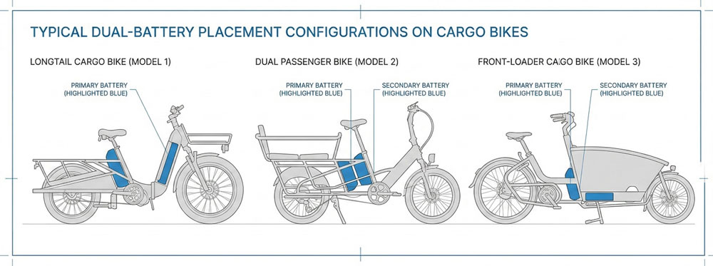 dual-battery placement configurations on cargo bikes