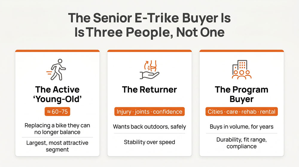 Three Buyer Profiles of electric trike for Seniors