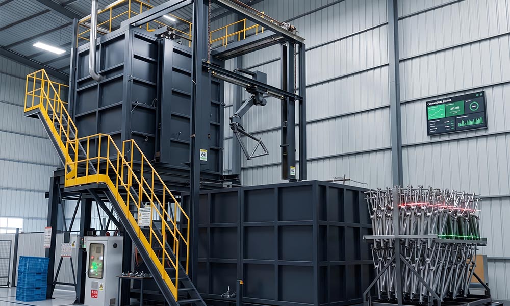 T6 heat-treatment furnace in United Mobility cargo bike frame manufacturing