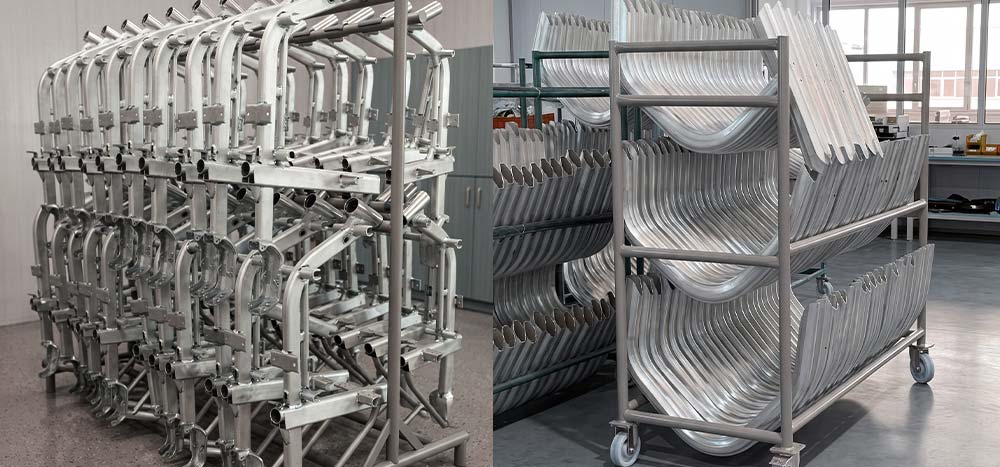 welded aluminium cargo bike frames in United Mobility frame manufacturing