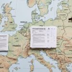 Map of Europe with EPR registration documents placed over seven target e bike markets