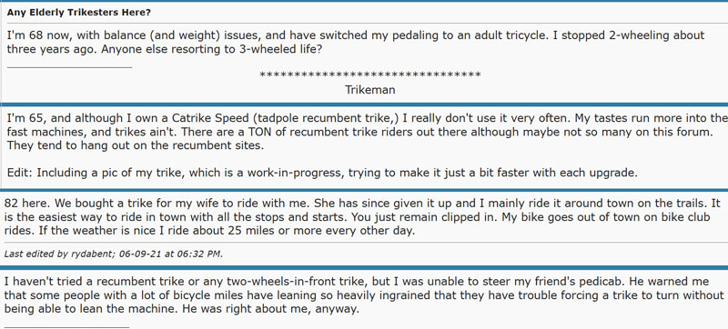 Why people who could use a trike rule it out