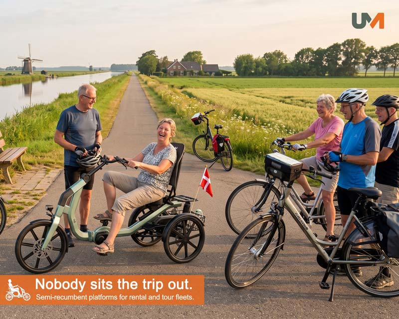 electric trikes ready for renting in a trip